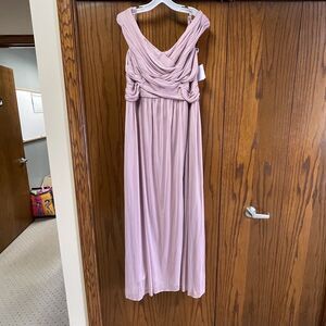 David's Bridal Quartz Size 18 Bridesmaid Prom Long Mesh Off The Shoulder Dress